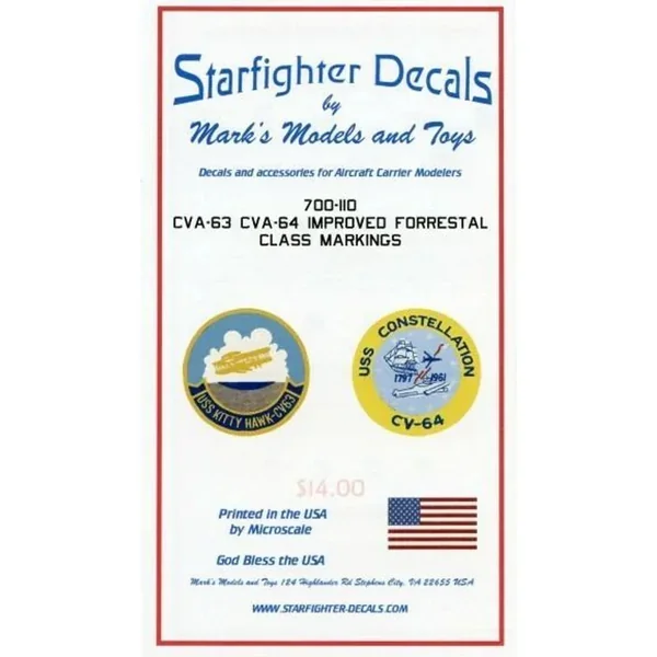 1/700 Starfighter Decals – USS Kitty Hawk CVA63 & Constellation CVA64 Forrestal Class Markings