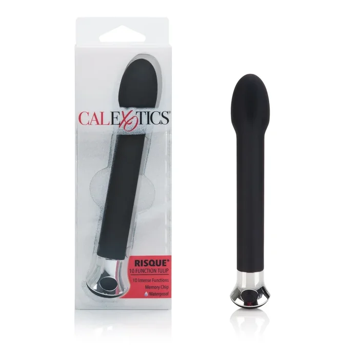 10-Function Risque Tulip Vibrator in Sleek Black | Blue Design