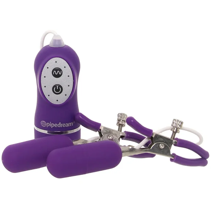 10 Function Vibrating Nipple Clamps in Purple