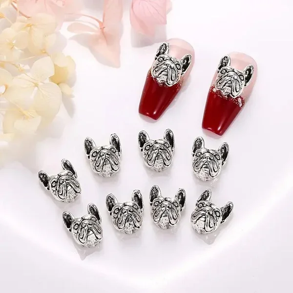 10 Pcs 3D Metal Animal Dog Charm | Cute Nail Accessories For Women Girls | Nail Decoration Jewelry Making Crafts