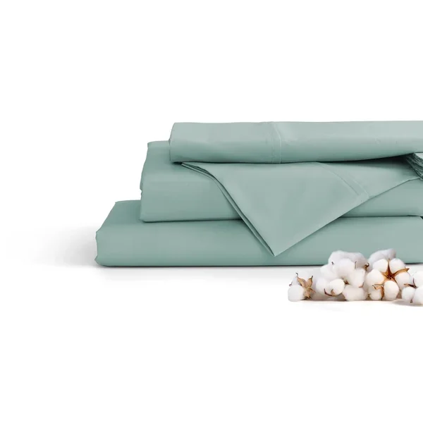100% Cotton Percale Sheets Queen Size, Pastel Turk, Deep Pocket, 4 Pieces Shee