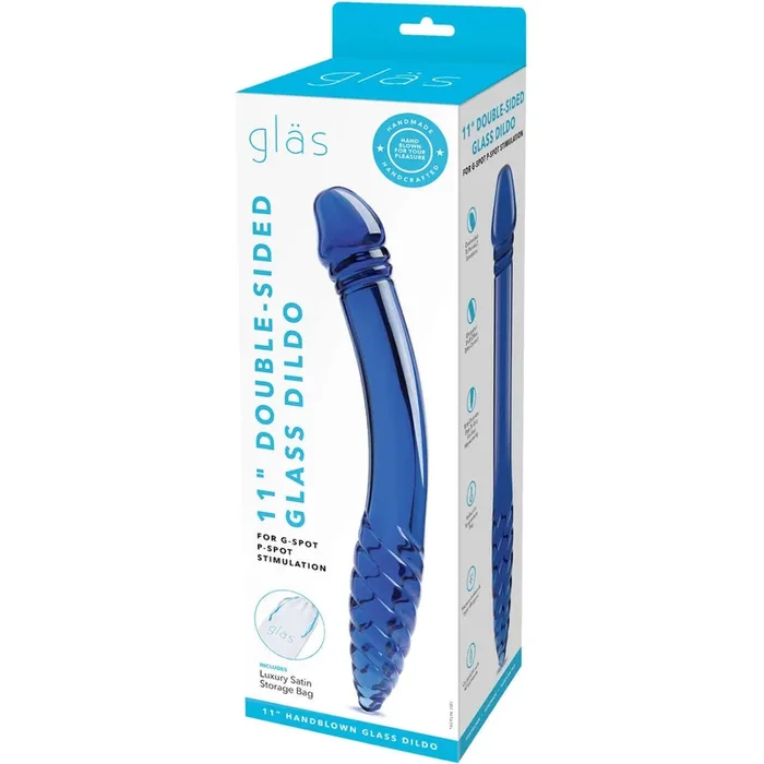 11 Inch Double-Sided Glass Dildo for G-Spot & P-Spot Stimulation – Smooth & Textured Ends