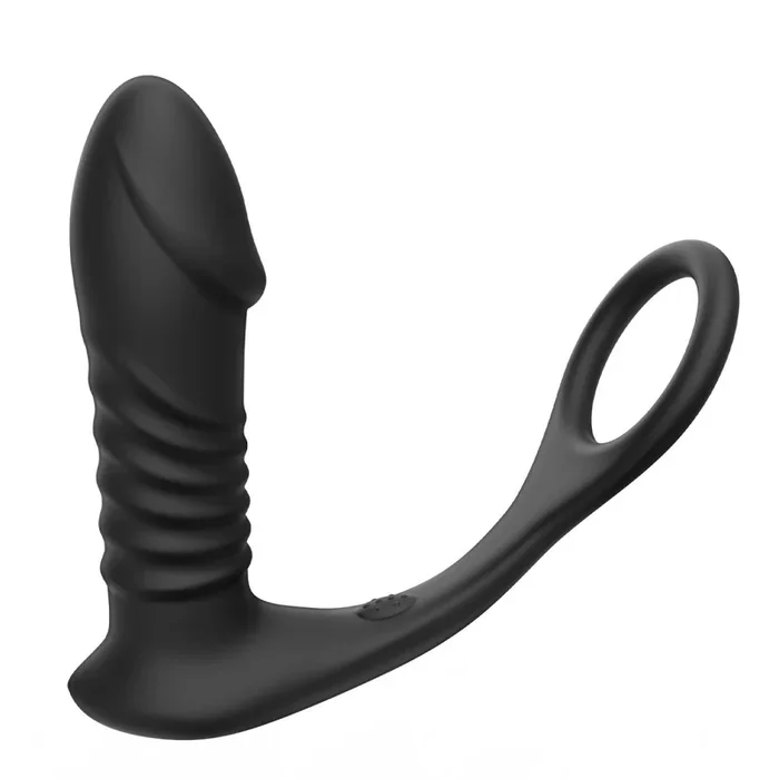 2 in 1 Silicone Thrusting and Vibrating Anal Vibrator with Cock Ring