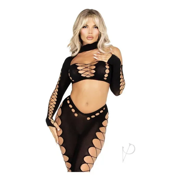 2 Pc Seamless Asymmetrical Cut-out Crop