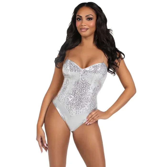 2 Pc Sequin Bodysuit – Small – Silver