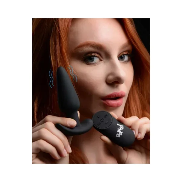 21x Silicone Butt Plug With Remote – Black