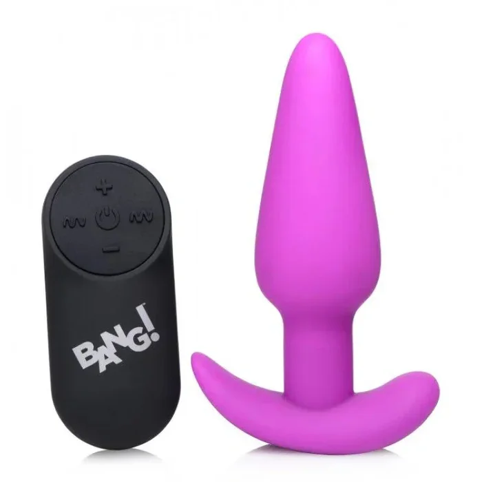 21x Silicone Butt Plug With Remote – Purple
