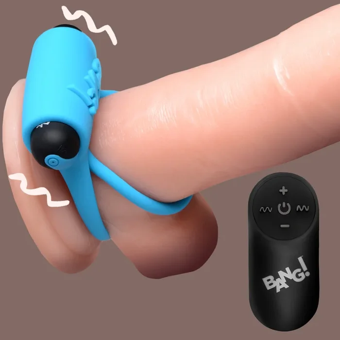 28X Remote Control Vibrating Cock Ring & Bullet – Blue