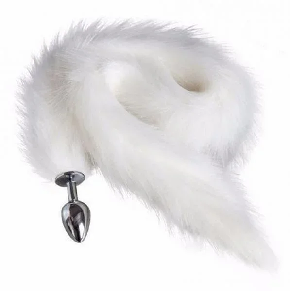 30″ Long Tail White With Metal Plug