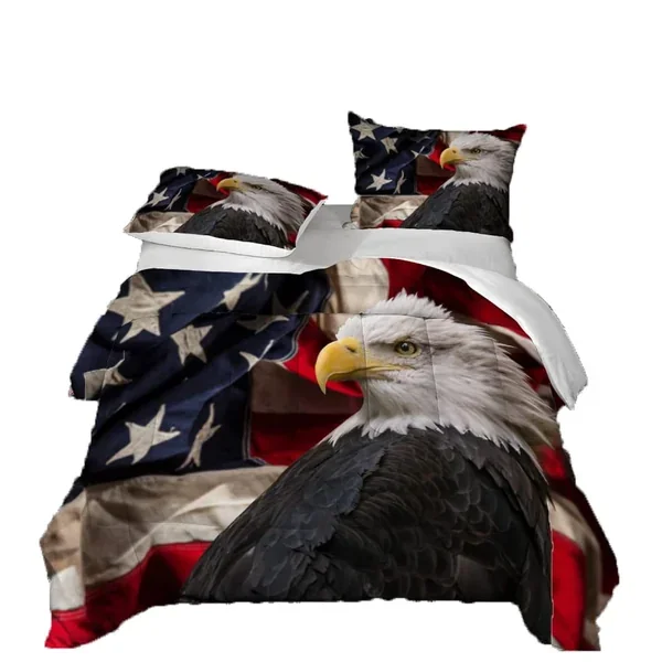 3D American Style Bedding Set For Kids, Bald Eagle Ultra Soft All Seasons Comf