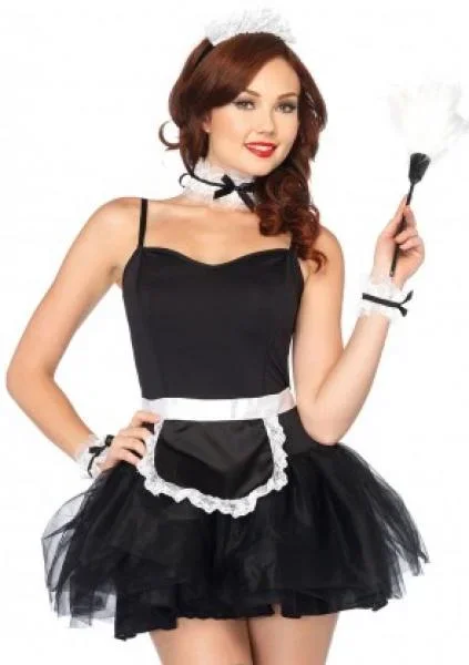 4 piece French Maid Kit – Black & White – One Size
