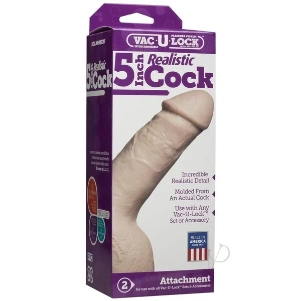 5-Inch Premium Realistic Vac-U-Lock Cock Attachment – American Made