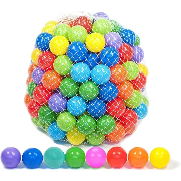 50 Soft Plastic Mini Balls W/ 8 Vibrant Colors Crush Proof, No Sharp Edges,