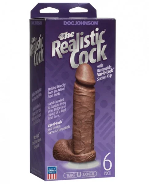 6″ Realistic Cock w/Balls – Brown