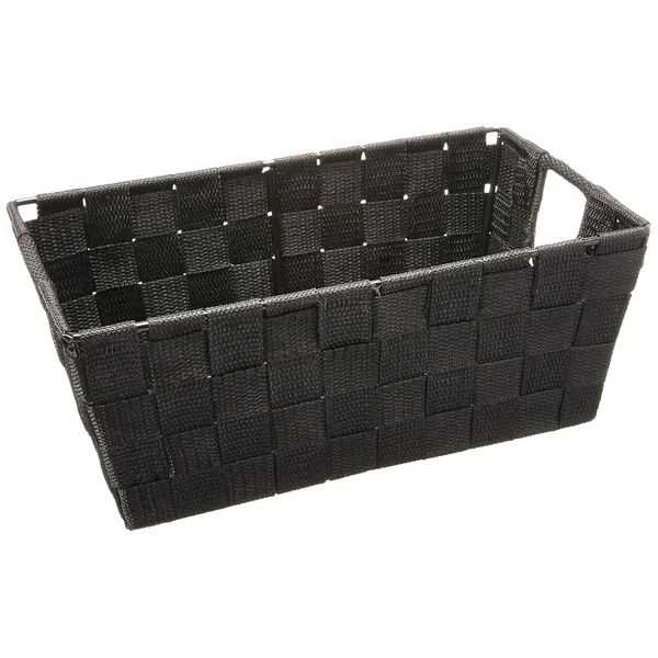 6581-2712-Blk Woven Strap Small Shelf Tote Black