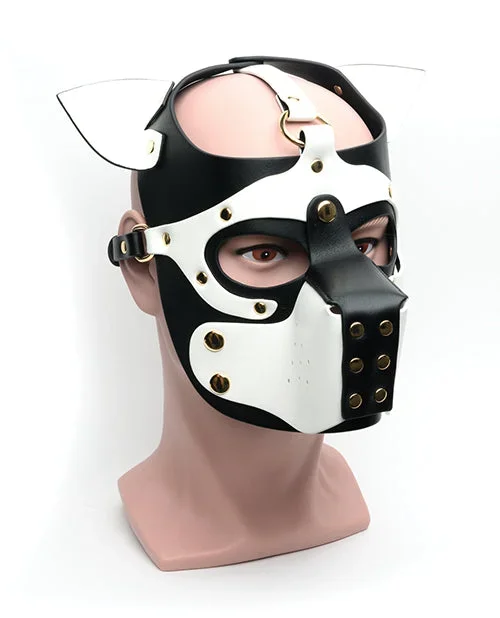 665 Bondage Pup Hood – O/S Black/White