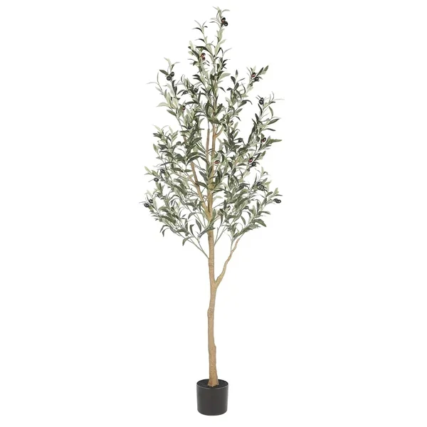 6Ft Artificial Olive Tree, Tall Faux Olive Tree Plants, Fake Potted Olive Silk