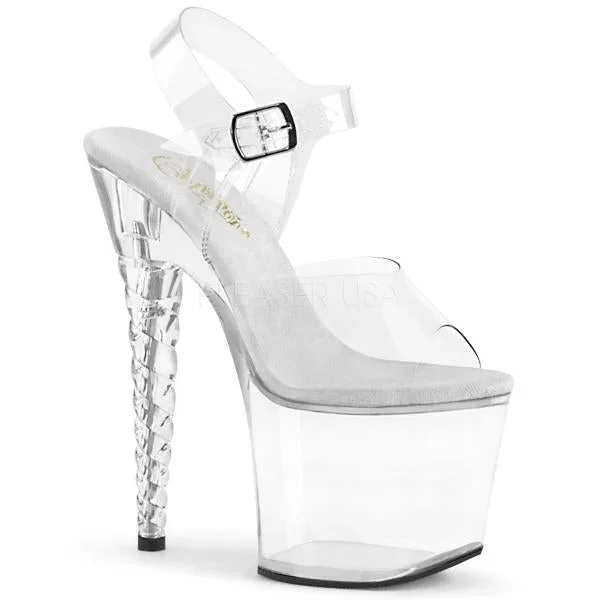 7″ Unicorn Horn Platform Heel with Ankle Strap – Clear – Size