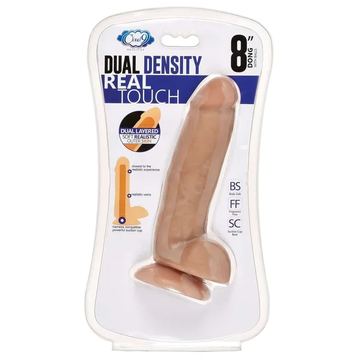 8 inches Dual Density Real Touch Thick With Realistic Painted Veins and Balls Dildo – Tan