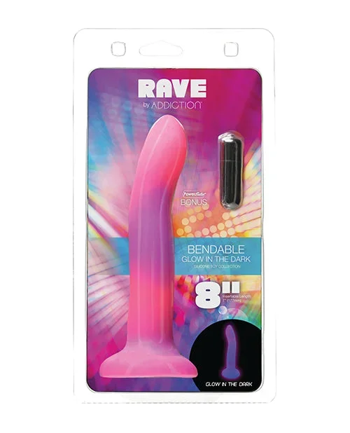 Addiction 8″ Rave Glow in the Dark Dong – Pink/Purple