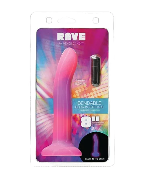 Addiction 8 Inch Rave Glow In The Dark Dong – Pink-purple