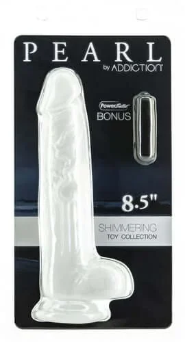 Addiction Pearl 8.5 Inch Dong Shimmering White Dildo and Bullet