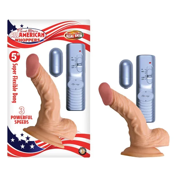 All American Whopper 5in Vibrating Flesh