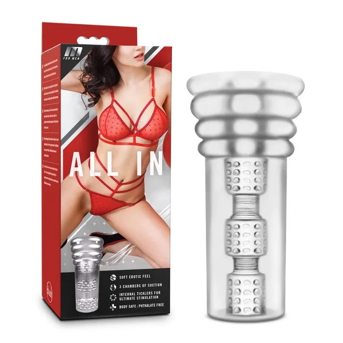 All In Clear Male Masturbator with Triple Suction Chambers