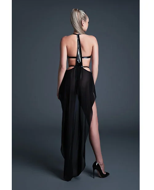 Allure Take Me Latex Look Vinyl and Mesh Teddy w/Attached Skirt – Black XL