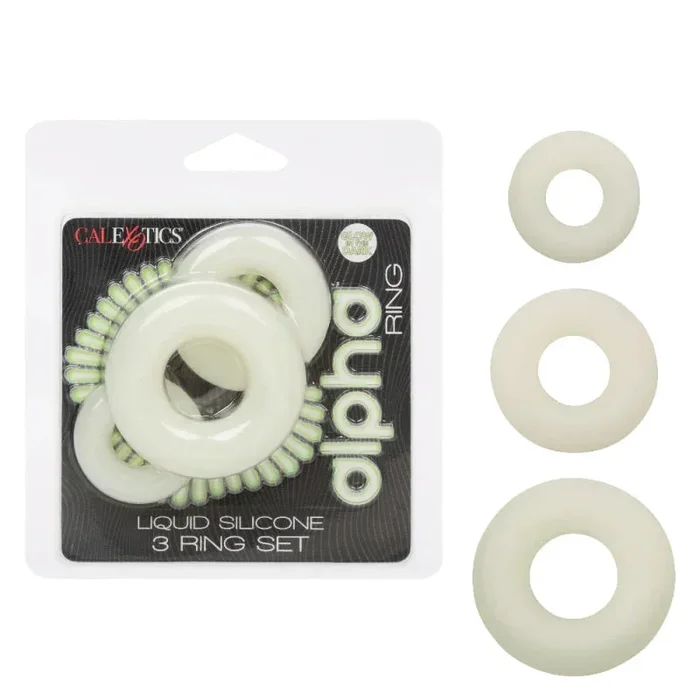 Alpha Glow-in-the-Dark Liquid Silicone 3 Ring Set – White