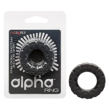 Alpha Liquid Silicone Prolong Tread Ring Black 1 Inch Diameter Stretchy Durable Waterproof