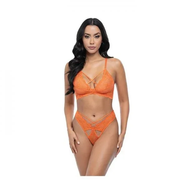 Amina Soft Cup Lace and Mesh Two Piece Set – Dragon Fire –