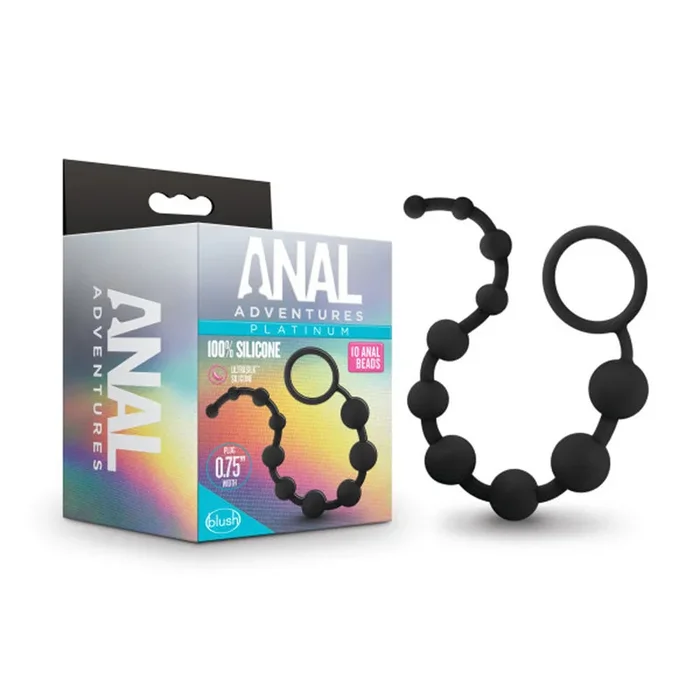 Anal Adventures – Platinum – Silicone 10 Anal Beads – Black
