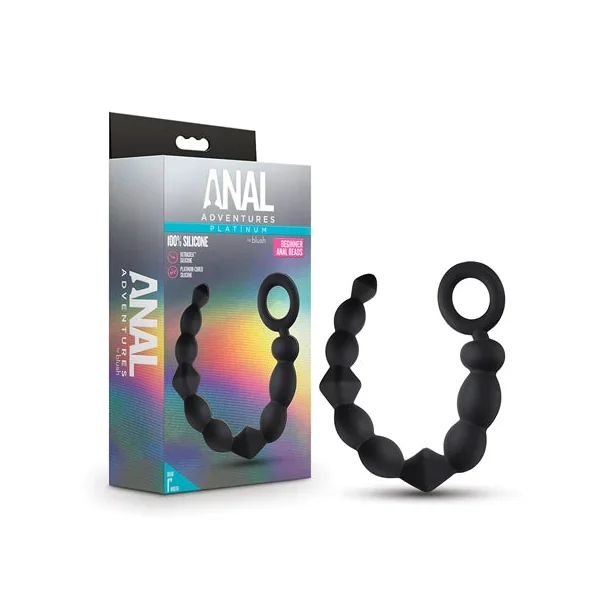 Anal Adventures Platinum – Silicone Beginner Anal Beads – Black