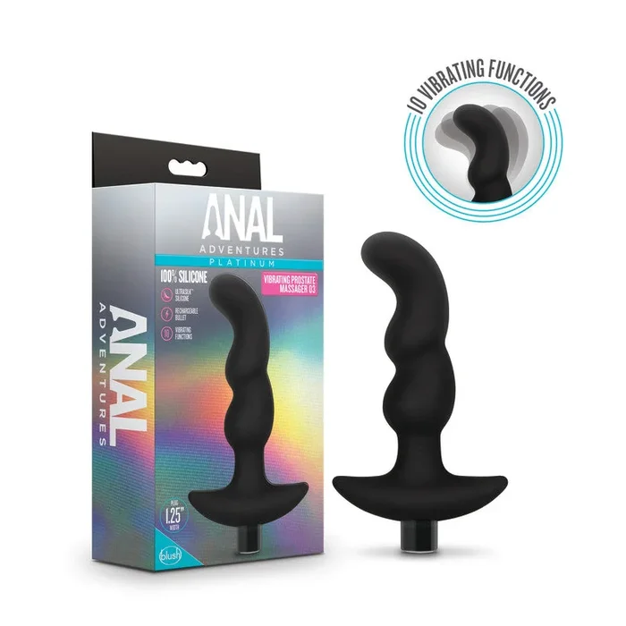 Anal Adventures Platinum Vibrating Prostate Massager 03 – Black USB Rechargeable 15.2 cm Prostate Massager