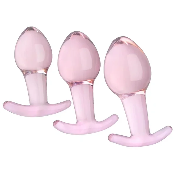 Anal Butt Plug Training Kit 3 Pcs Crystal Anal Trainer With Enlarged Base Anal Adult Sex Toy For Men Women Couple Masturbation
