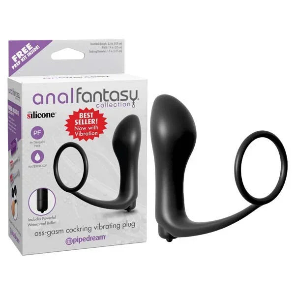 Anal Fantasy Collection Ass-Gasm Cockring Plug Vibrating Butt Plug with Cock Ring