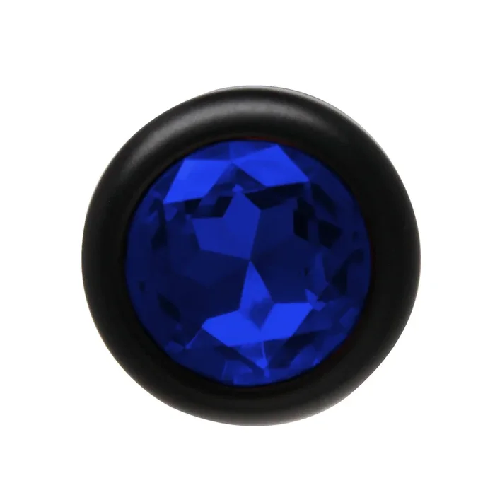 ANAL PLUG AL ALLOY BLACK WITH BLUE JEWEL