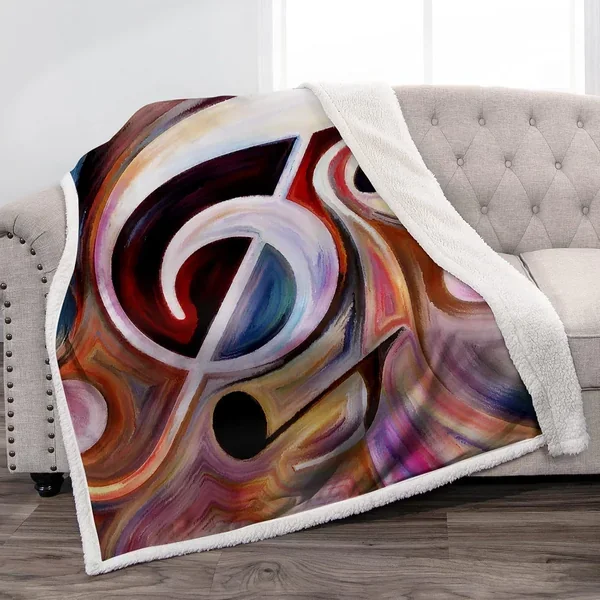 Art Musical Notes Blanket – Soft Cozy Warm Plush Sherpa Throw Blankets For Mus