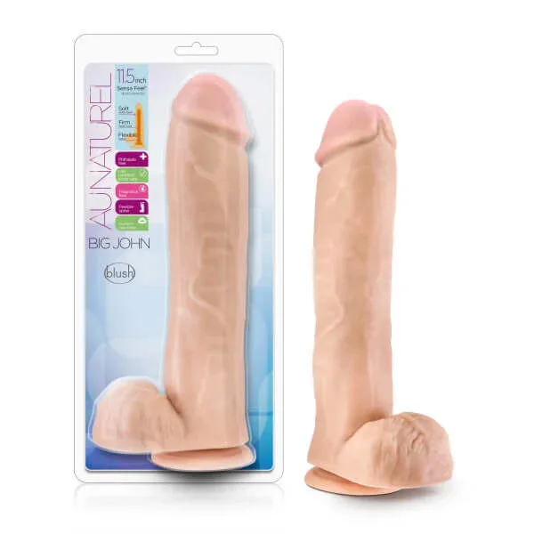 Au Naturel Big John 11.5 inches Sensa Feel Dual Density Dildo Vanilla Beige