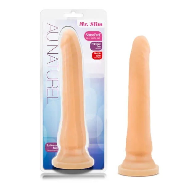 Au Naturel Mr. Slim 9.25-Inch Posable Dual Density Dildo Beige – Realistic Feel with Suction Cup