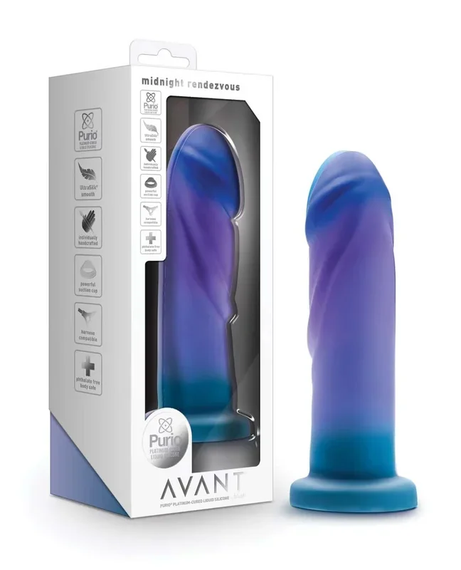Avant Midnight Rendezvous Ocean Blue – Hand-Sculpted Silicone Dildo with Suction Cup Base