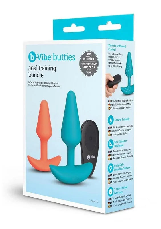 B-Vibe Butties Silicone Anal Training Set with Remote Control