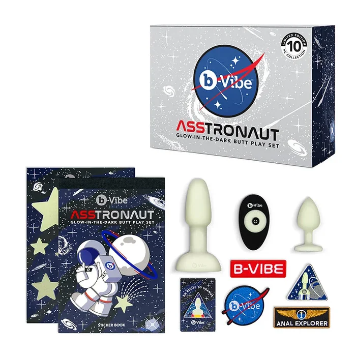 b-Vibe Limited Edition 10-Piece Asstronaut Glow-in-the-Dark Butt Play Set | Anal Kit