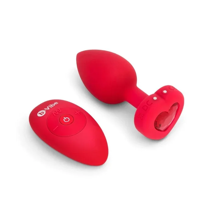 b-Vibe Vibrating Heart Butt Plug Red Medium Large