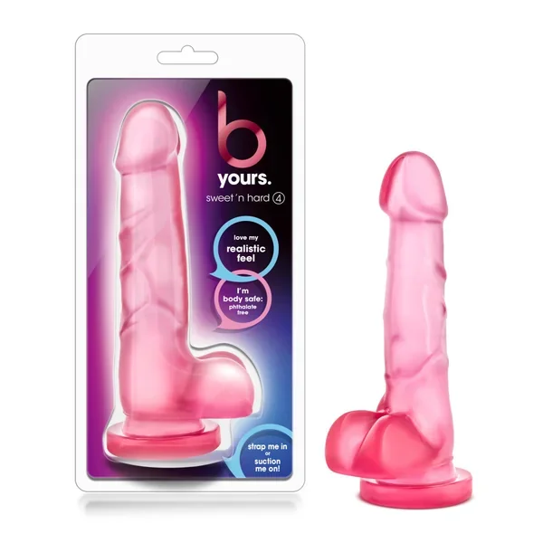 B Yours Sweet N’ Hard 4 Realistic Pink 7.75-Inch Long Dildo With Balls & Suction Cup Base
