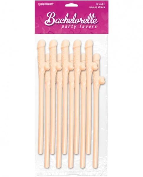 Bachelorette Party Favors Dicky Sipping Straws – Flesh Pack of 10