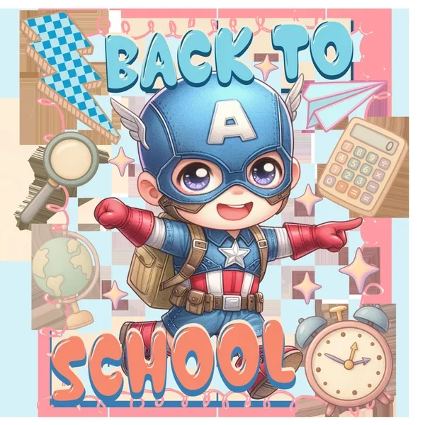 Back to School Boy Hero Pointing DTF (direct-to-film) Transfer