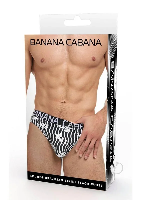Banana Cabana Bikini Black White Small Medium
