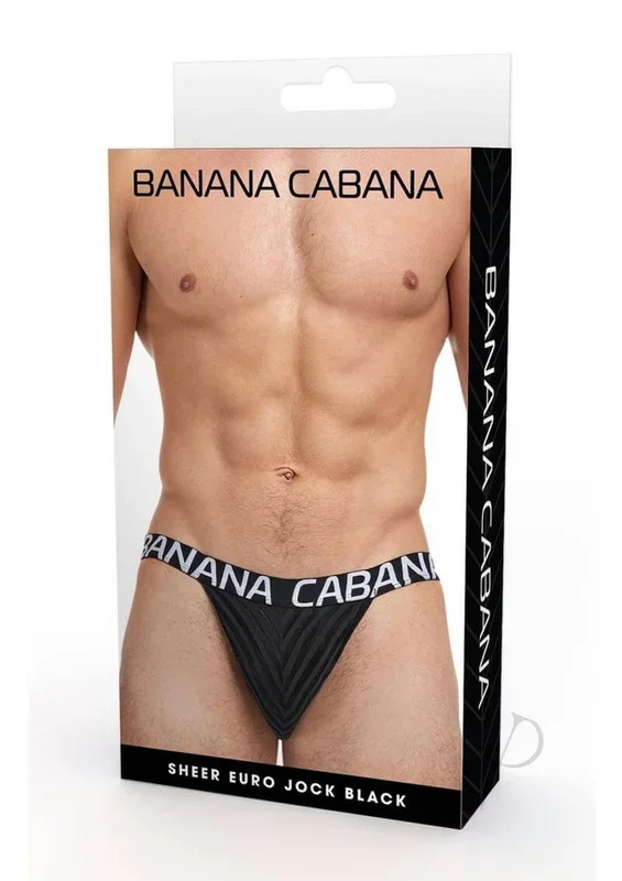 Banana Cabana Sheer Euro Jock Black Small Medium